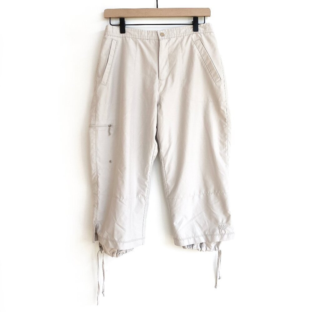 Wilson Womens Beige Cropped Cargo Pants Drawstring Hem Size M